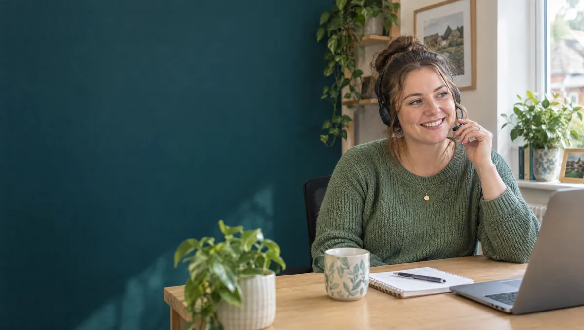 A Kainos Care coordinator smiling as she takes a call