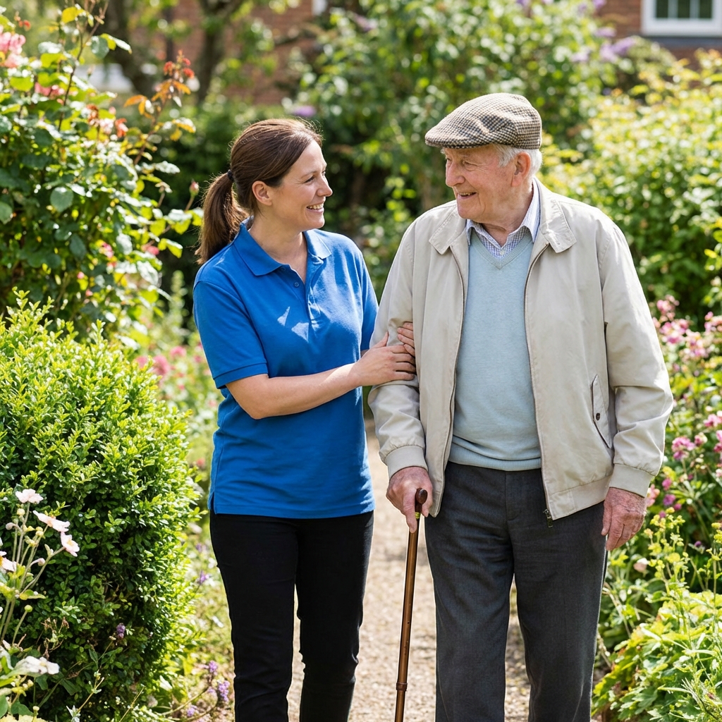 Carer assisting with daily activities